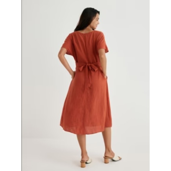 Valentina 100% Linen Button-Front A-Line Midi Dress - Picture 2 of 6